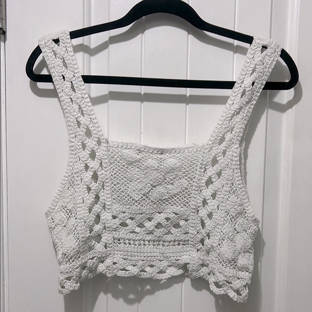 Altar'd State White Crochet Tank Top
